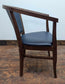 Wooden Frame Tub Dining Chair with Blue Faux Leather Upholstery - Reupholstered