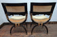 Pair of Vintage Upholstered Wooden Armchairs in Gold-Black Hollywood Art Deco Style