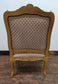 Vintage Ornate Wooden Armchair with Gold-painted Wood and White Upholstery