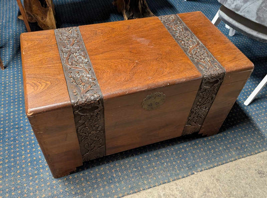 Vintage Blanket Box / Storage Chest with Engravings