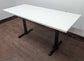 Set of Seven White Lamninate Top Cafe Tables - 3 Large Rectangle, 4 Square