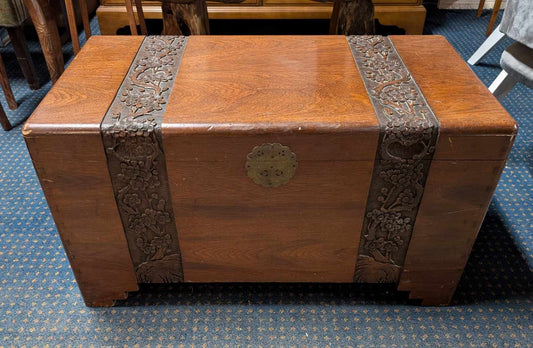 Vintage Blanket Box / Storage Chest with Engravings