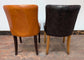 Set of Six Leather Dining Chairs - Three Tan, Three Black