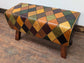 Tan Leather Pommel Bench with Multicolour Diamond Pattern