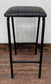 Set of Six Metal Bar Stools with Charcoal Leather Tops