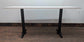 Set of Seven White Lamninate Top Cafe Tables - 3 Large Rectangle, 4 Square