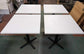 Set of Seven White Lamninate Top Cafe Tables - 3 Large Rectangle, 4 Square