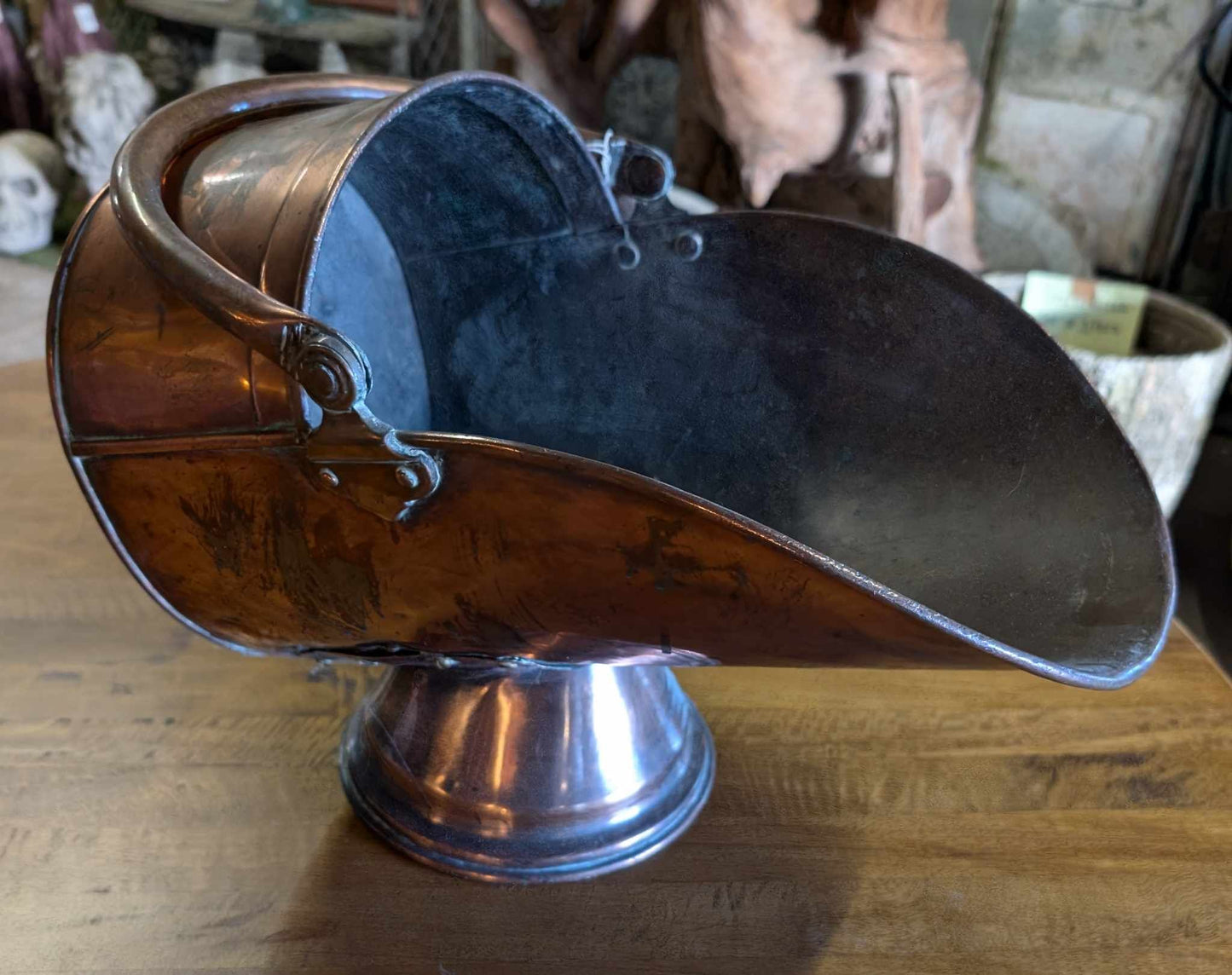 Antique Copper Coal Scuttle