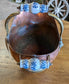 Antique Small Copper Coal Scuttle with Porcelain Handles