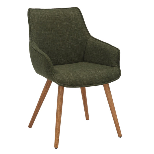 Pair of stylish dining chairs in olive green