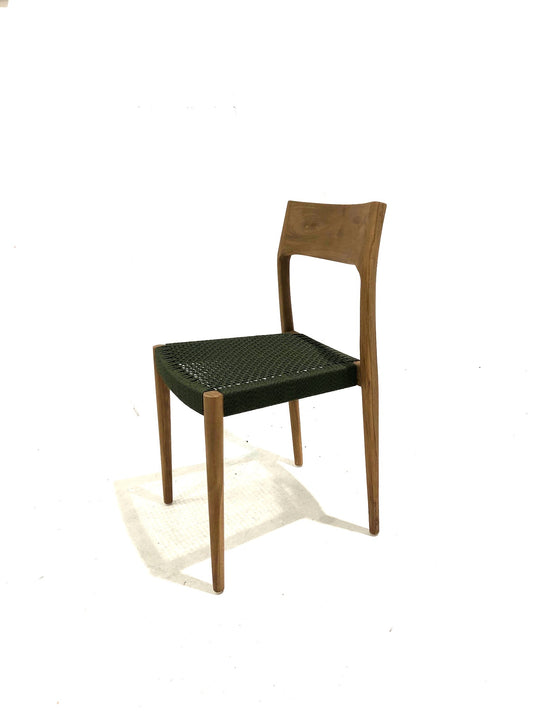 Pair of Scandi style dining chairs with rope seat