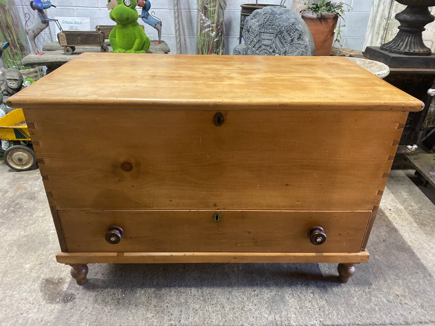 Antique wooden blanket chest