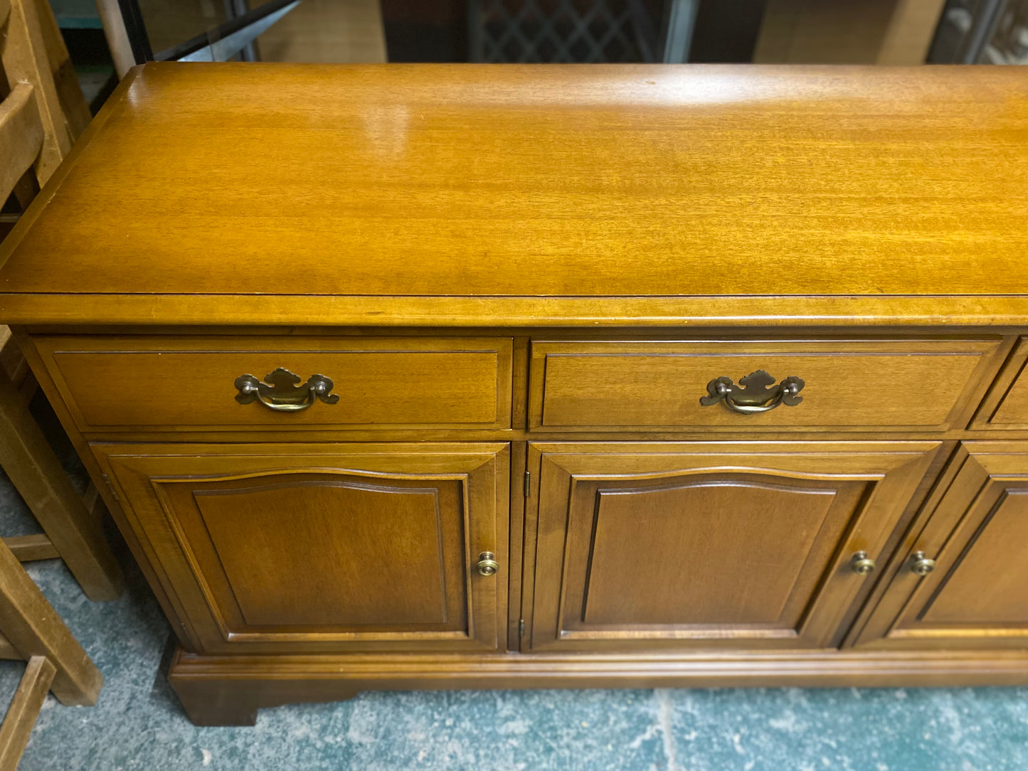 Vintage Stag Minstrel Carved Wooden Sideboard 1960s