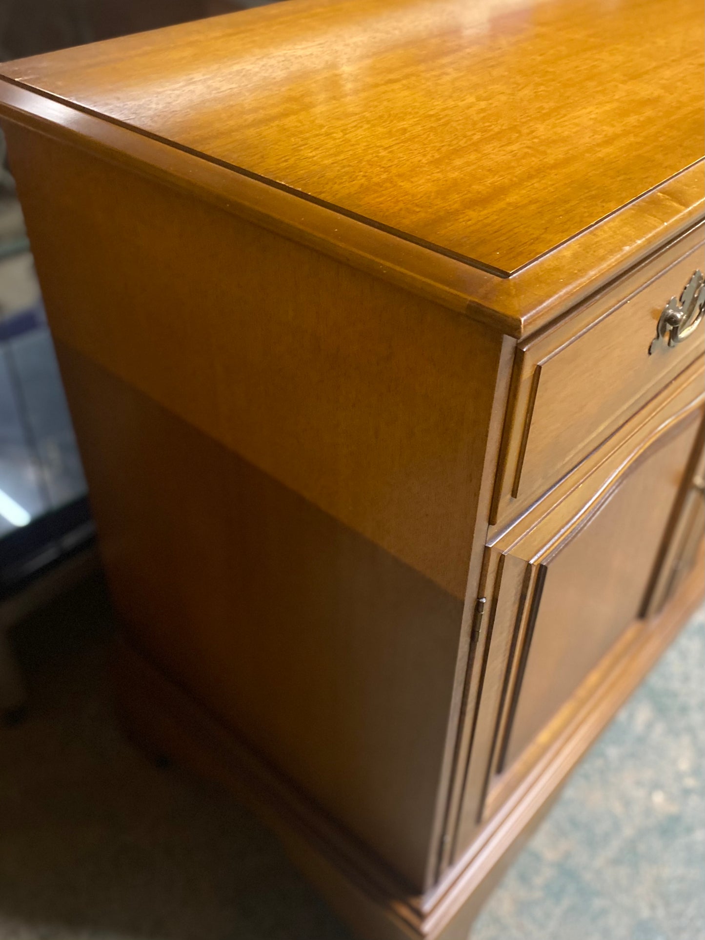 Vintage Stag Minstrel Carved Wooden Sideboard 1960s