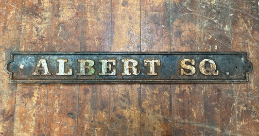 Original cast iron antique street sign 'ALBERT SQ.'