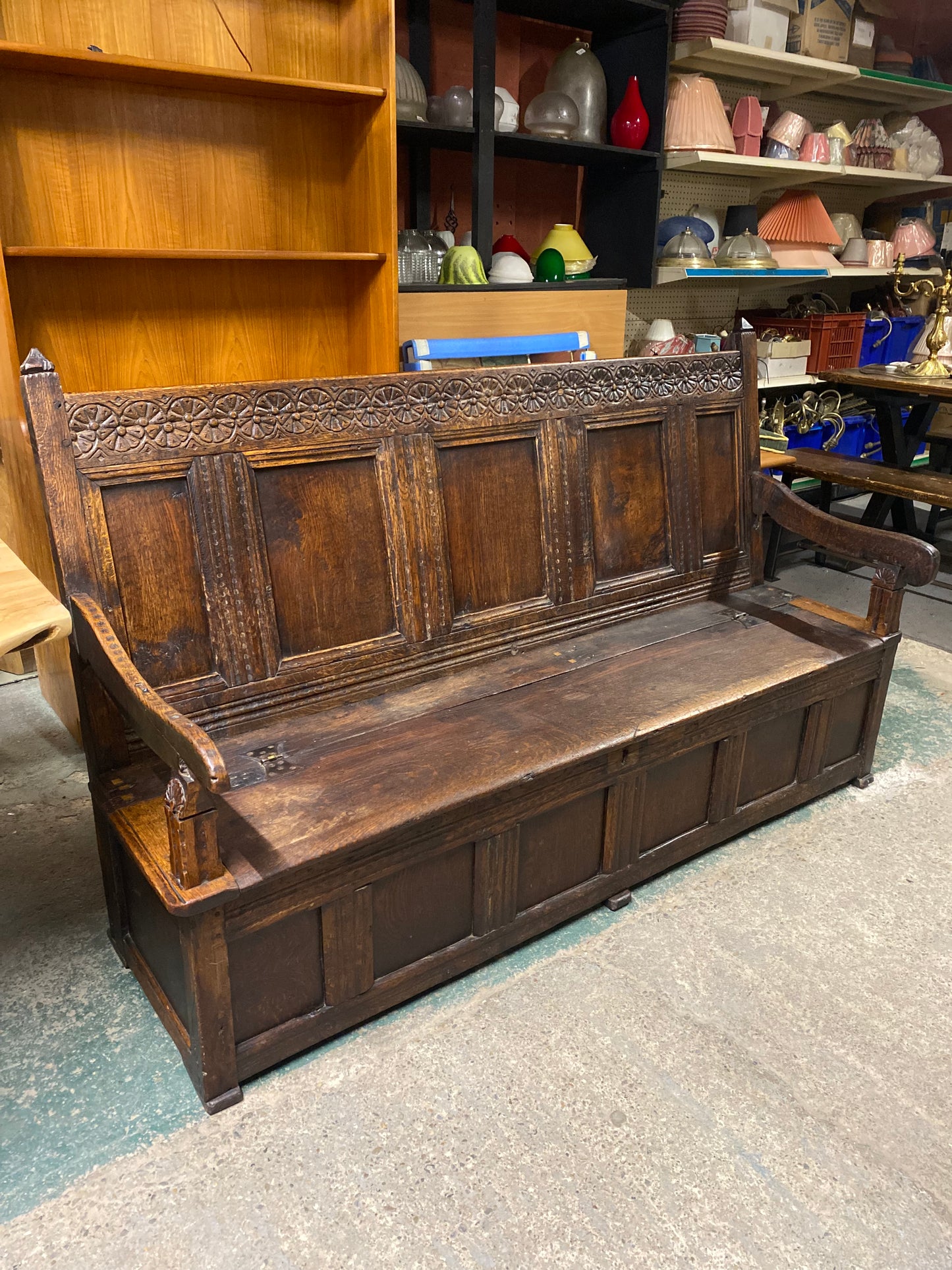 17th Century Oak Monks Bench