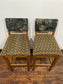 2 x patterned bar stools in solid wood