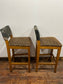 2 x patterned bar stools in solid wood