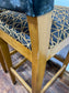 2 x patterned bar stools in solid wood