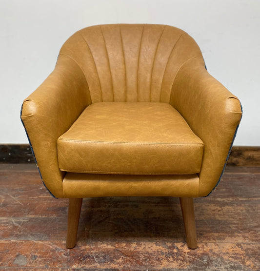 Leather Effect and Fabric Armchair (Yellow and Blue)