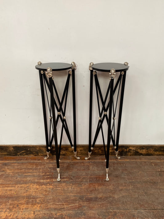 Decorative vintage plant stands with marble tops