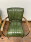 Pair of vintage style reclined leather armchairs (green)