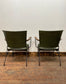 Pair of vintage style reclined leather armchairs (green)