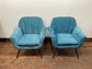 Pair of teal fabric armchairs