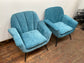 Pair of teal fabric armchairs