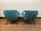 Pair of teal fabric armchairs