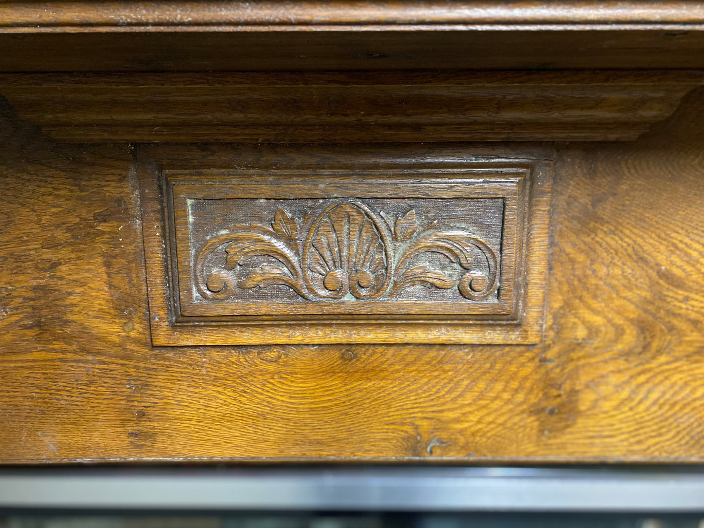 Antique solid oak fire surround