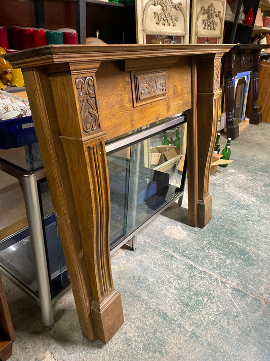 Antique solid oak fire surround