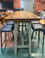 Poseur table & set of 6 bar stools