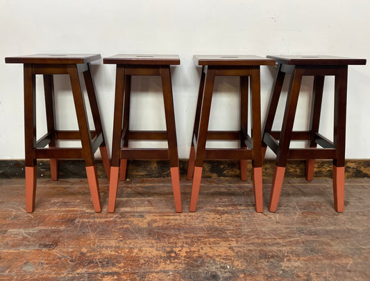 4 bar stools with painted legs