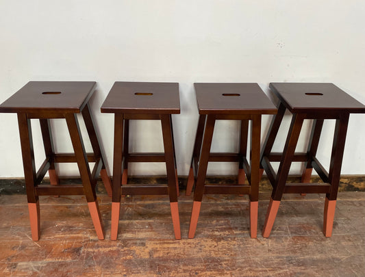 4 bar stools with painted legs