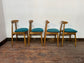 9 curved wooden dining chairs with turquoise seats