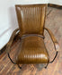 Vintage style reclined leather armchair (brown)