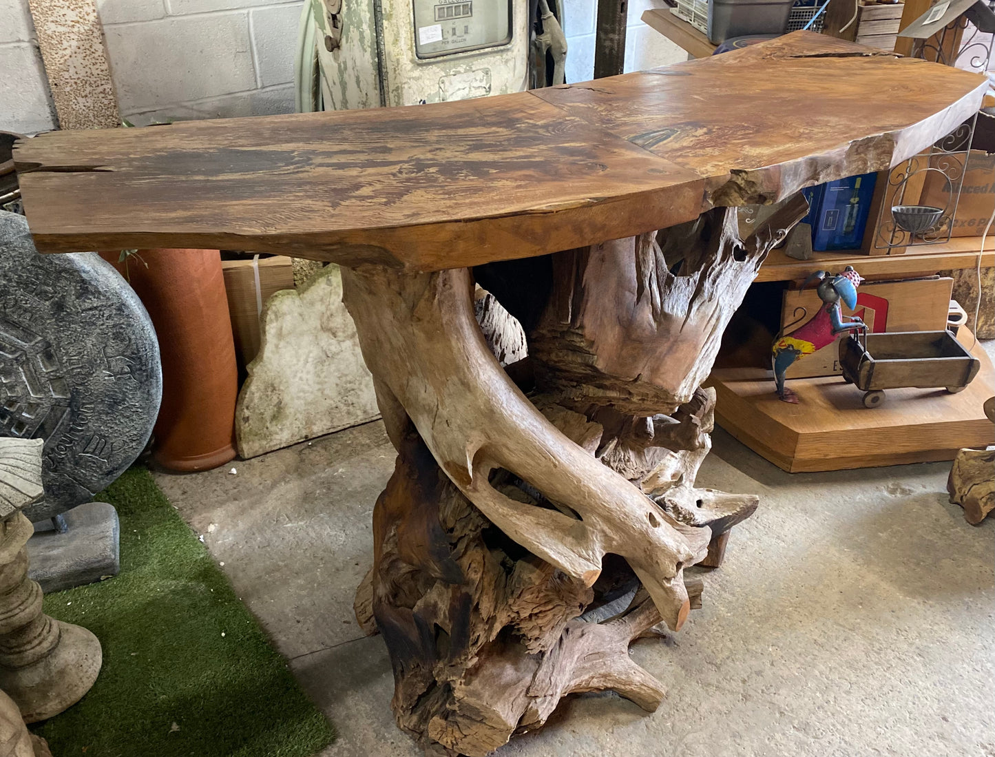 Root wood bar unit & pair of stools