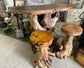 Root wood bar unit & pair of stools