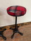 3 tartan bar stools with cast iron bases