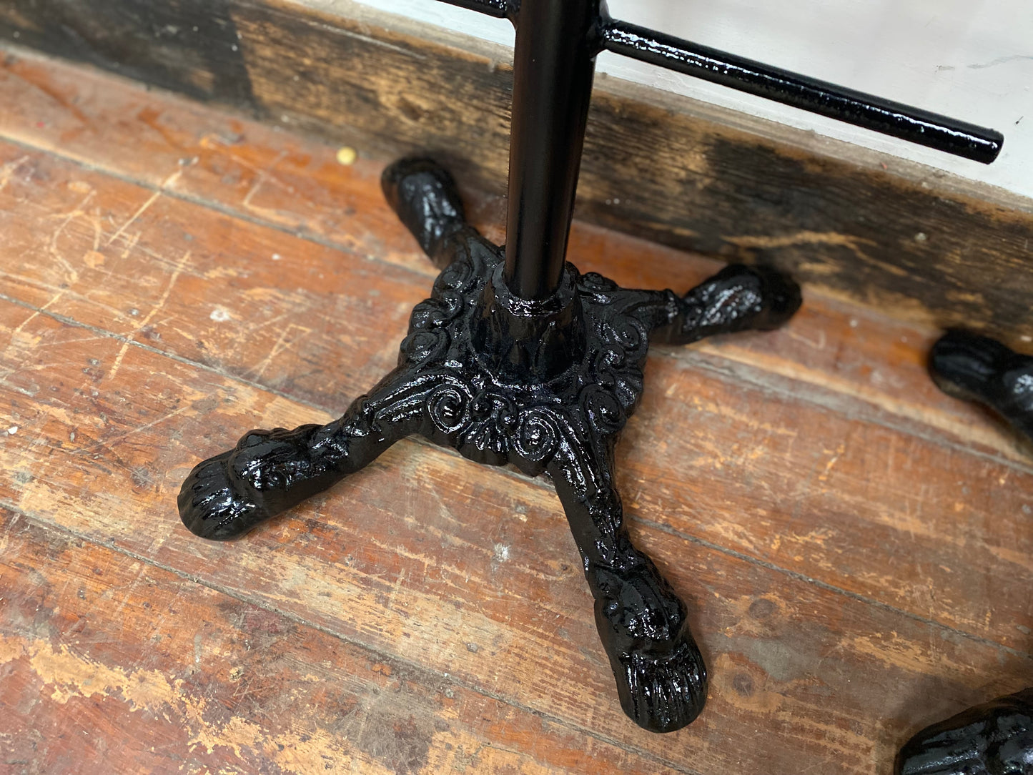 3 tartan bar stools with cast iron bases