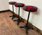 3 tartan bar stools with cast iron bases