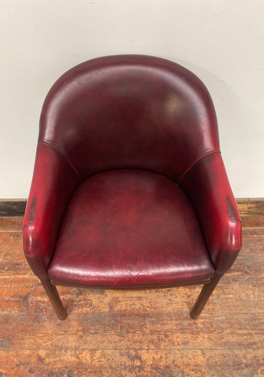 Shabby chic red leather chair