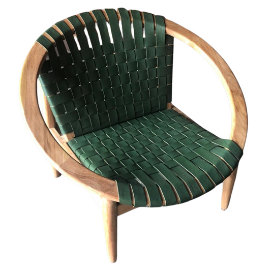 Moon chair in green leather